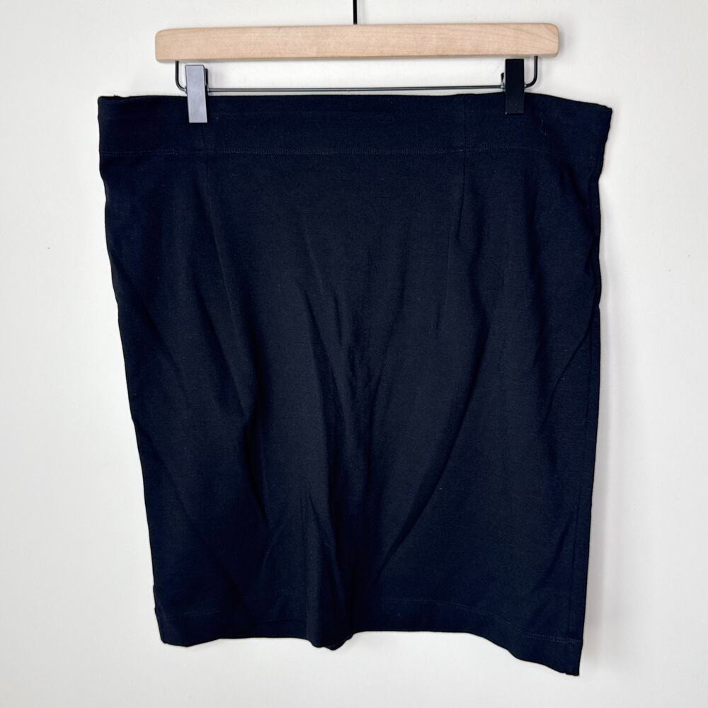 Eileen Fisher Black Knit Pull-On Elastic Waist Knee Length Black Skirt Size‎ XL